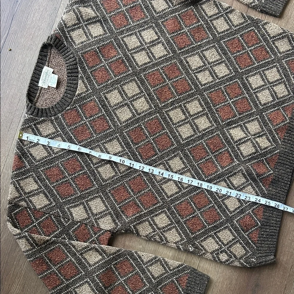 St. John's Bay Brown Cream & Rust Diamond Pattern Crewneck Sweater ! XXL